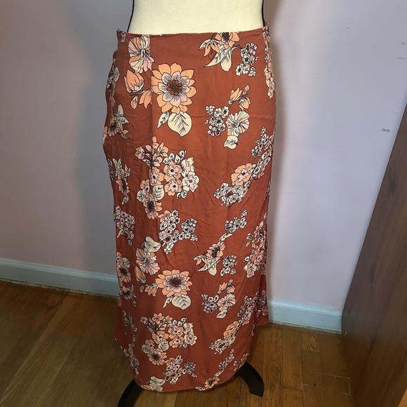 Free People Sunray Sarong Floral Midi Skirt Size 10 - Picture 4 of 12